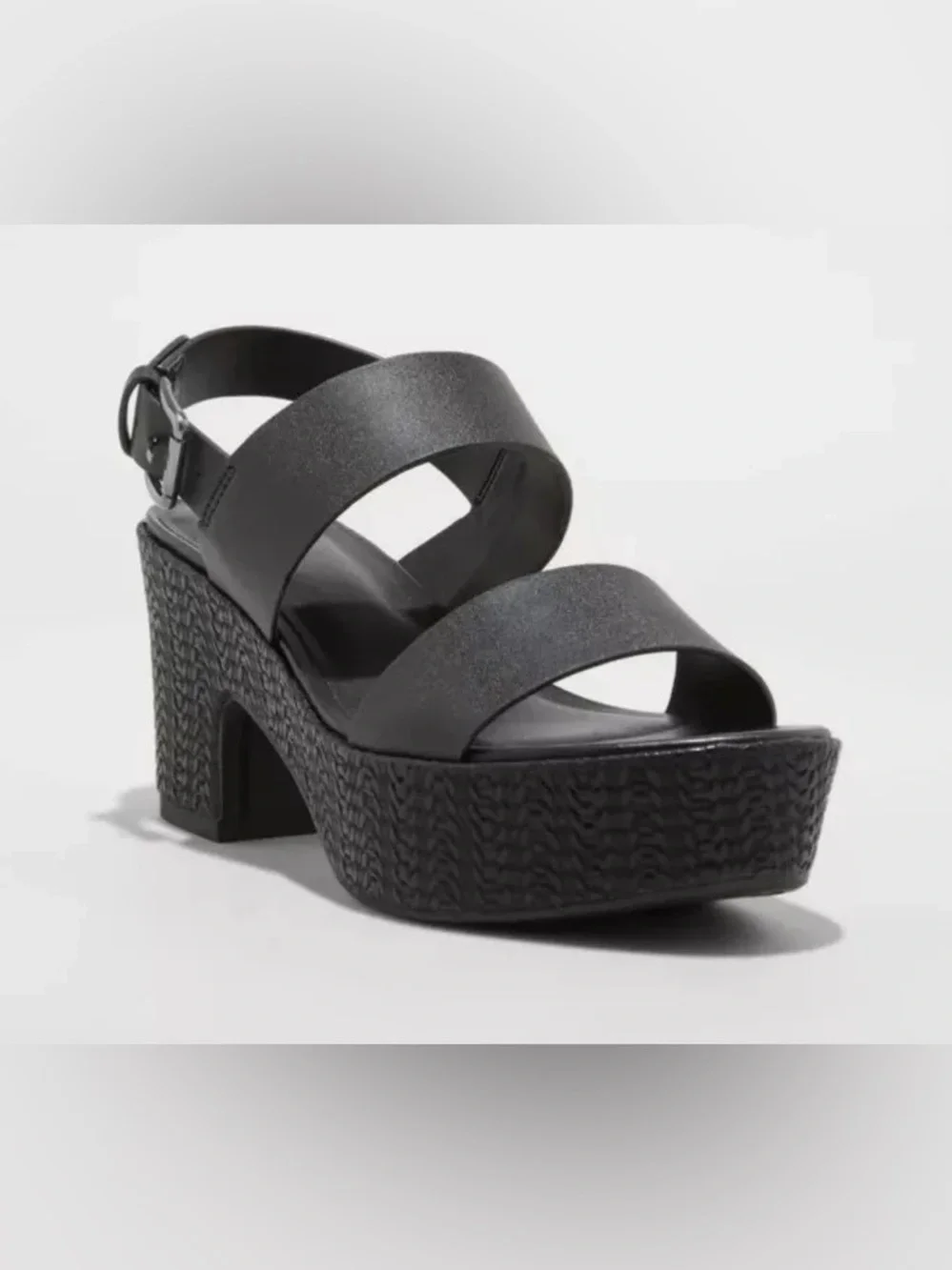 Black Platform Block Heel